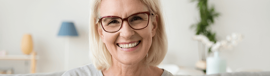 Woman with progressive glasses