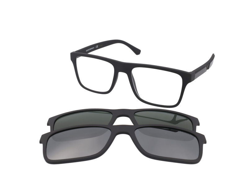 Emporio Armani Clip On Men's Acetate Prescription Eyeglass Frames with Clip  On Black EA4152 58021W | Skroutz.cy
