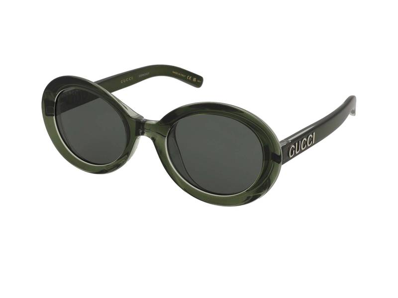 BRAND NEW Gucci GG1722SA 005 Transparent Dark Green Grey Unisex Oval Sunglasses Gucci Men Sunglasses Transparent Green Smoke Grey Oval  main image 3